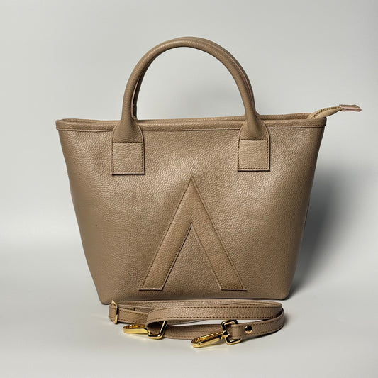 P-TOTE Full Grain Calf Leather (Petite Tote) in Beige