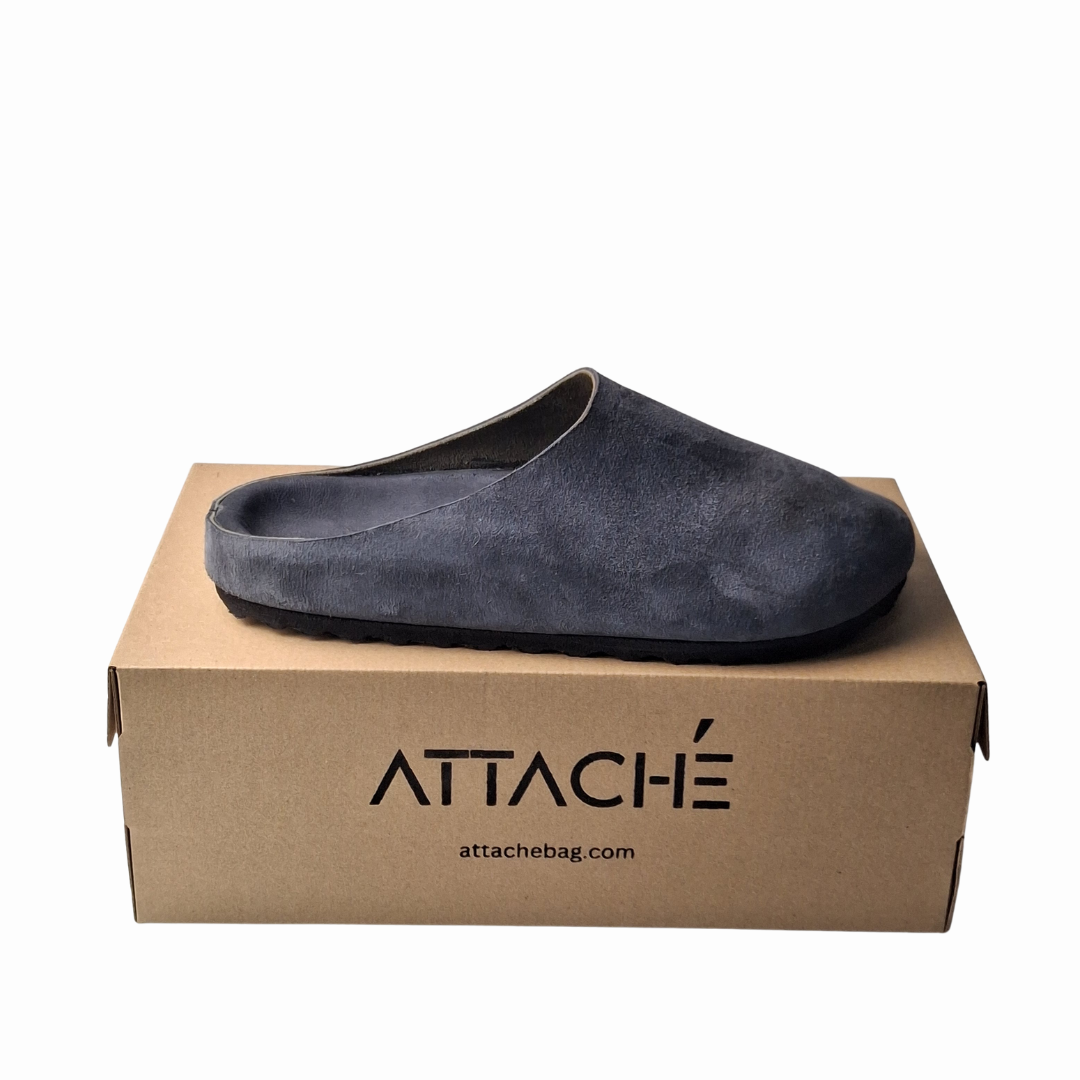 Navy Gray MULE Genuine Goat Leather