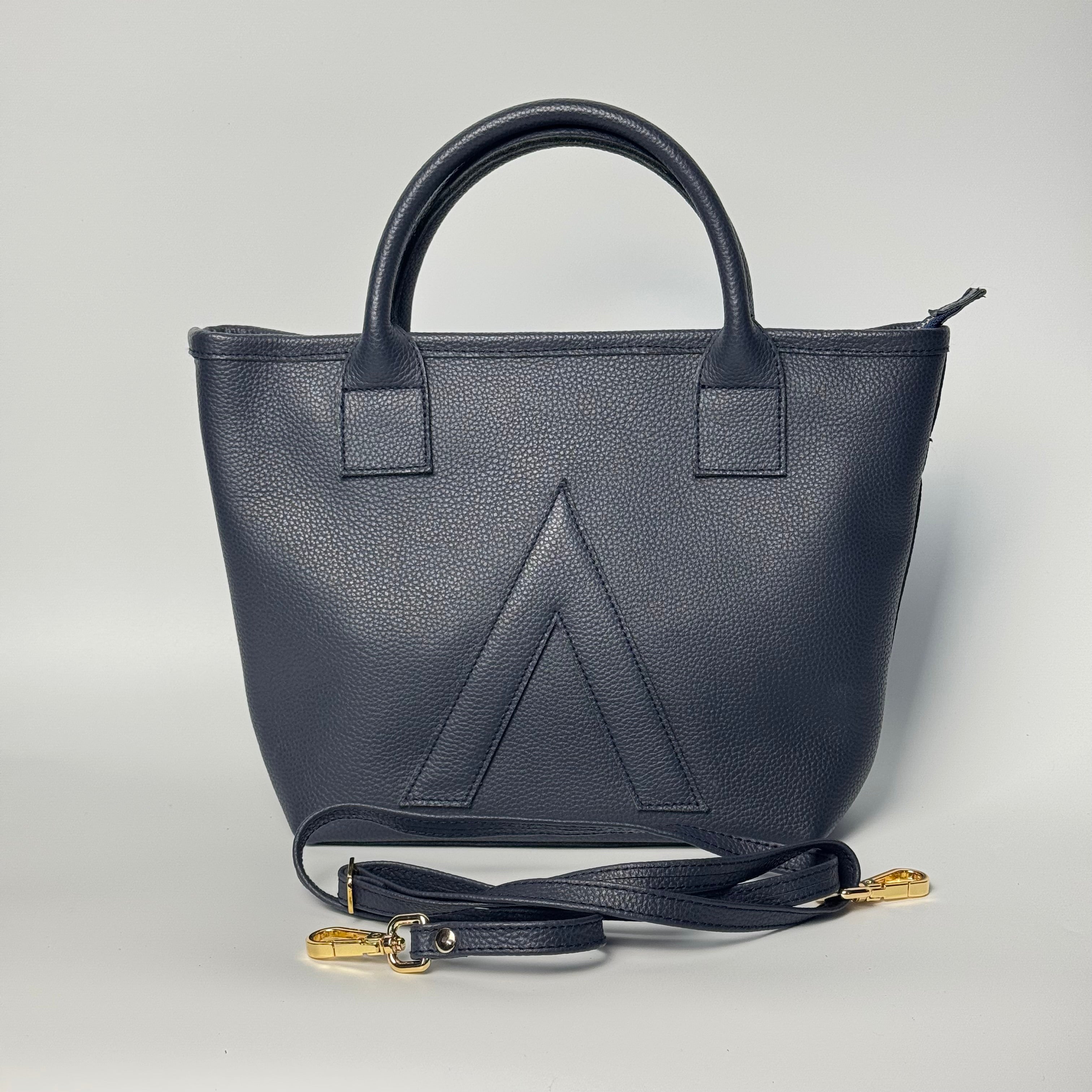 P-TOTE Full Grain Calf Leather (Petite Tote) in Navy