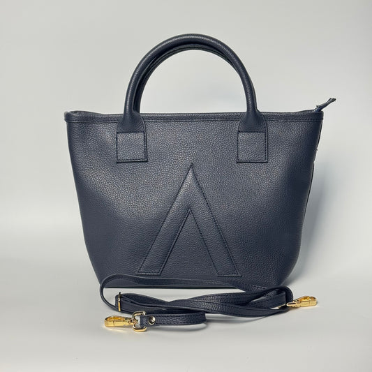 P-TOTE Full Grain Calf Leather (Petite Tote) in Navy