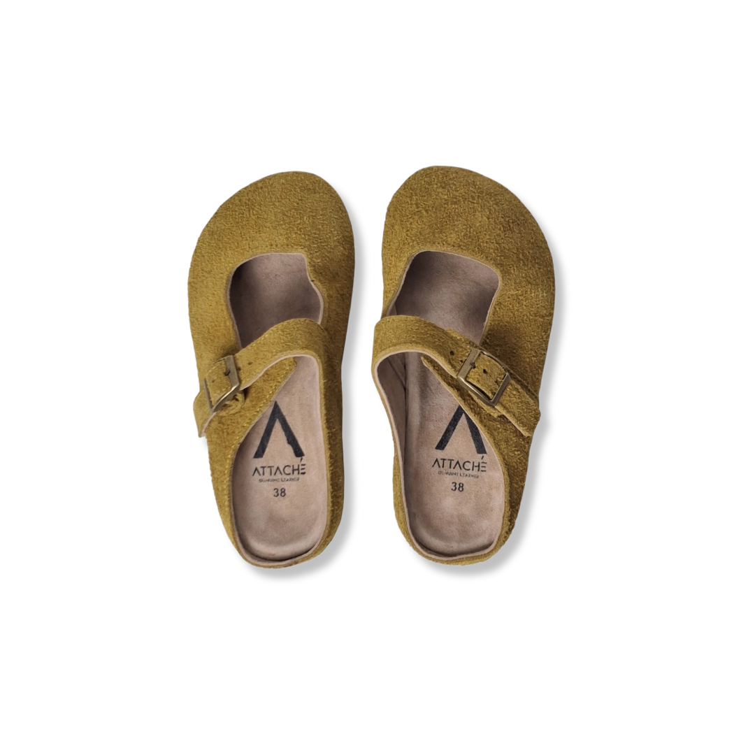 MJ Clogs V2 Non-Slip Mustard Suede Leather