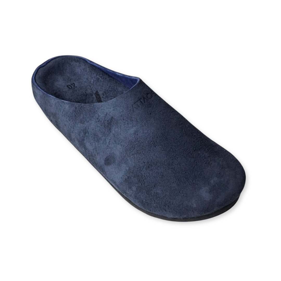Mule Navy Gray Suede Leather