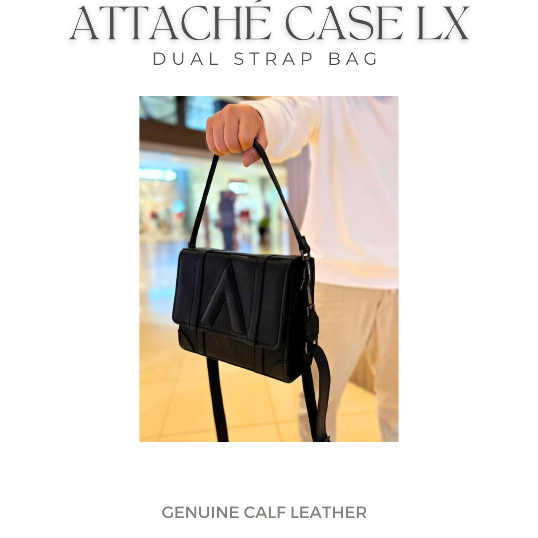 Attaché Case LX – Dual Strap Genuine Leather Bag in Black