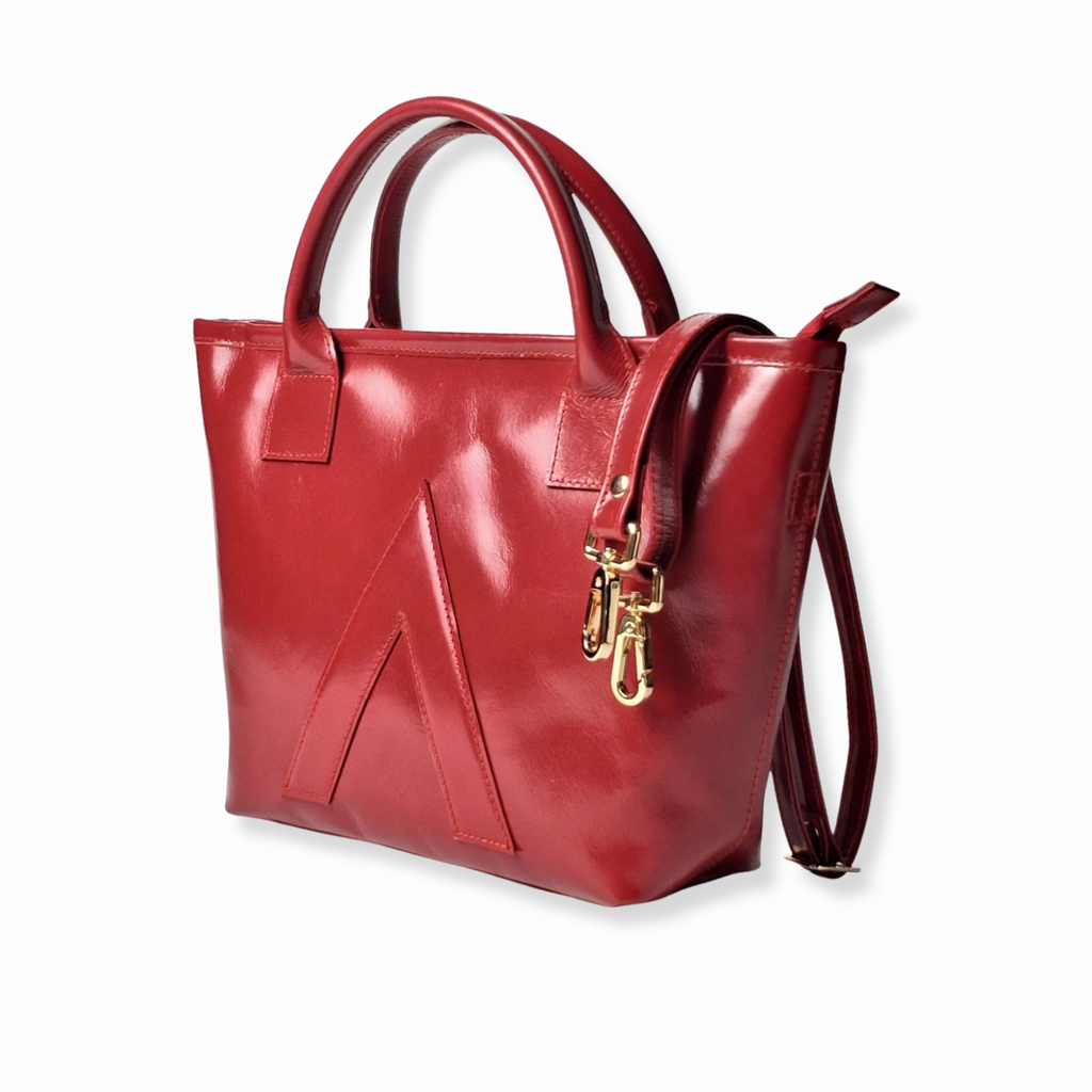 Crumpled Scarlet Limited Petite Tote Genuine Calf Leather