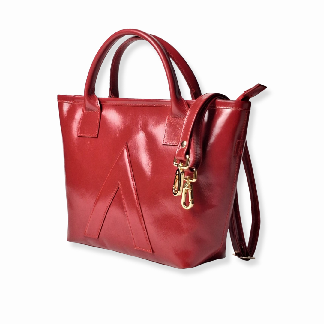 Crumpled Scarlet Limited Petite Tote Genuine Calf Leather