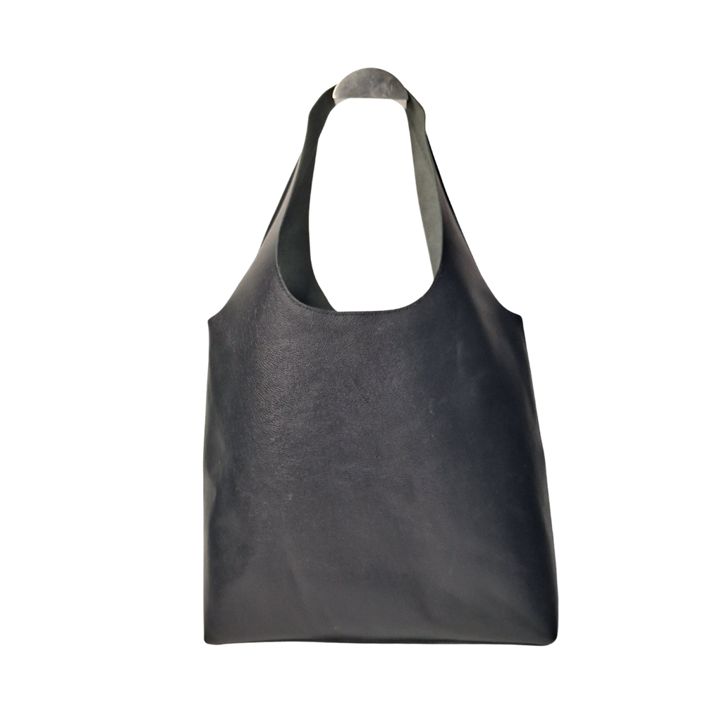 Arch Sack Repurposed Genuine Leather Tote - Black Grain
