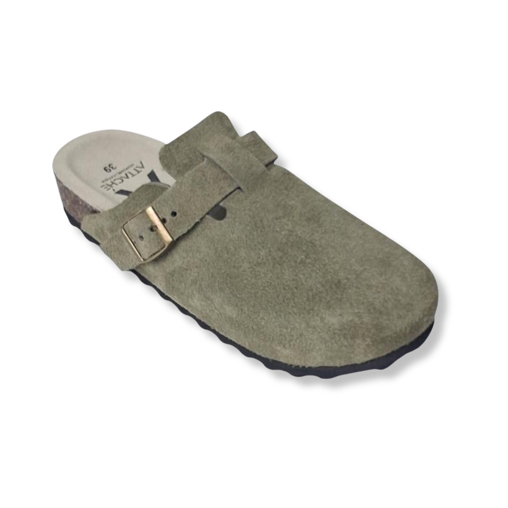 Clogs Moss Green Suede Leather
