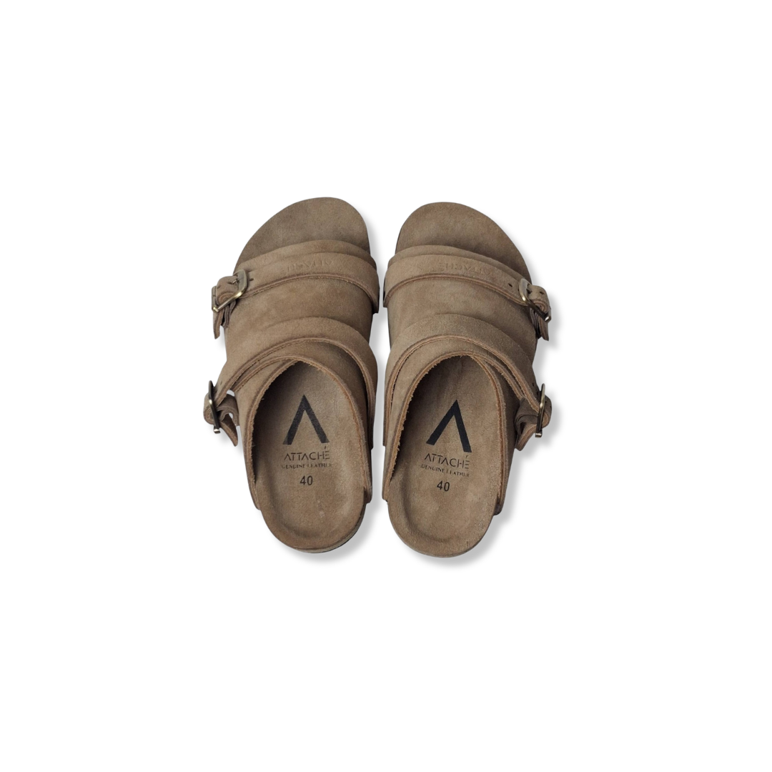 Size 40 - Double Buckle Hazelnut Suede Leather
