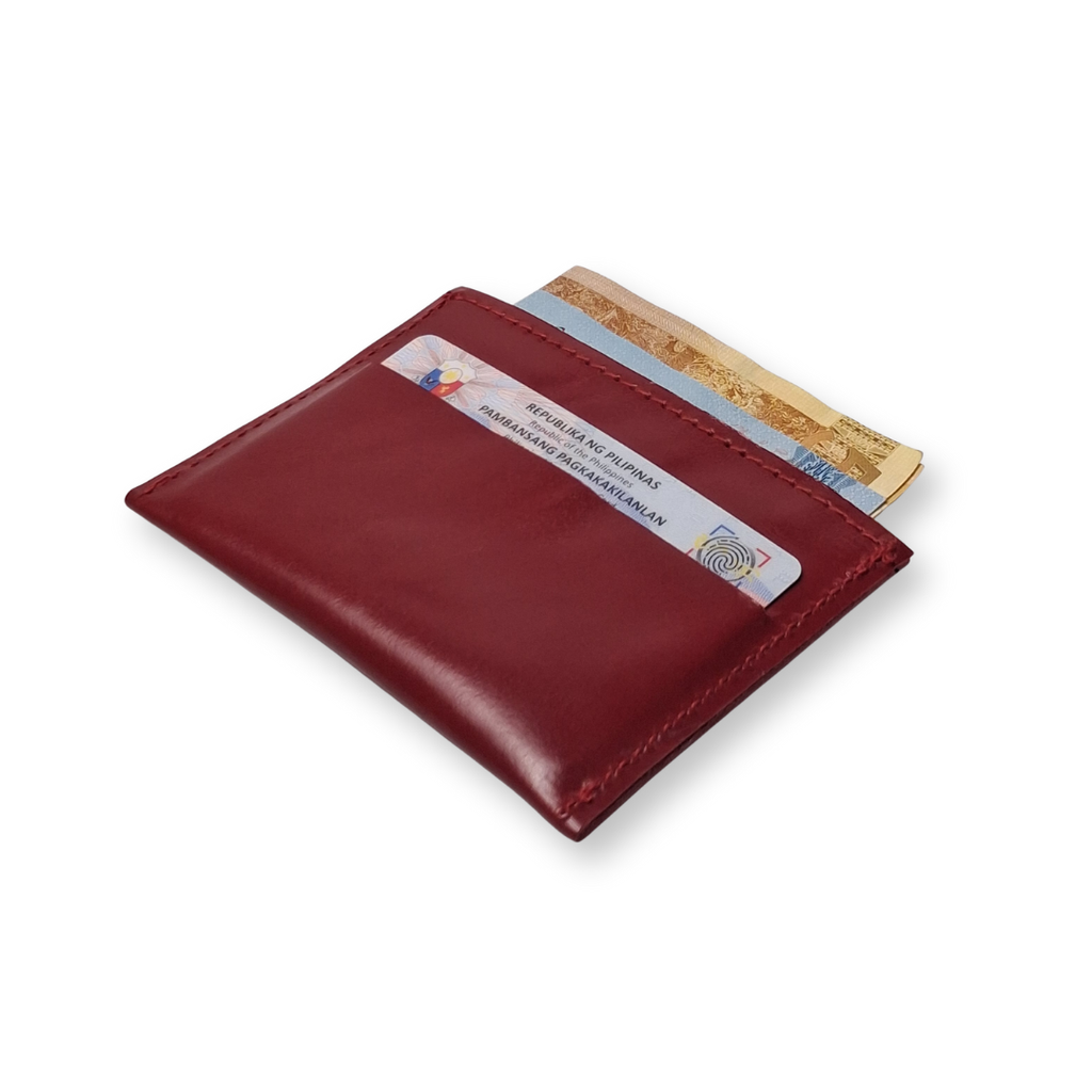 Slimslip Genuine Leather Card and Bill Holder in Distressed Gloss Red