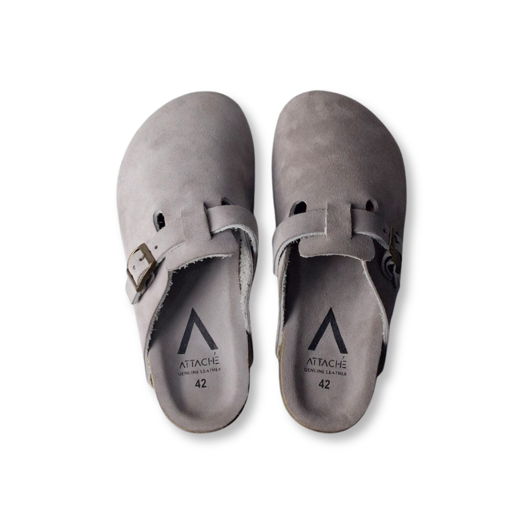 Clogs Taupe Suede Leather