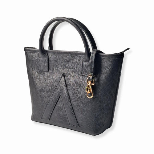 Black Petite Tote Genuine Calf Leather