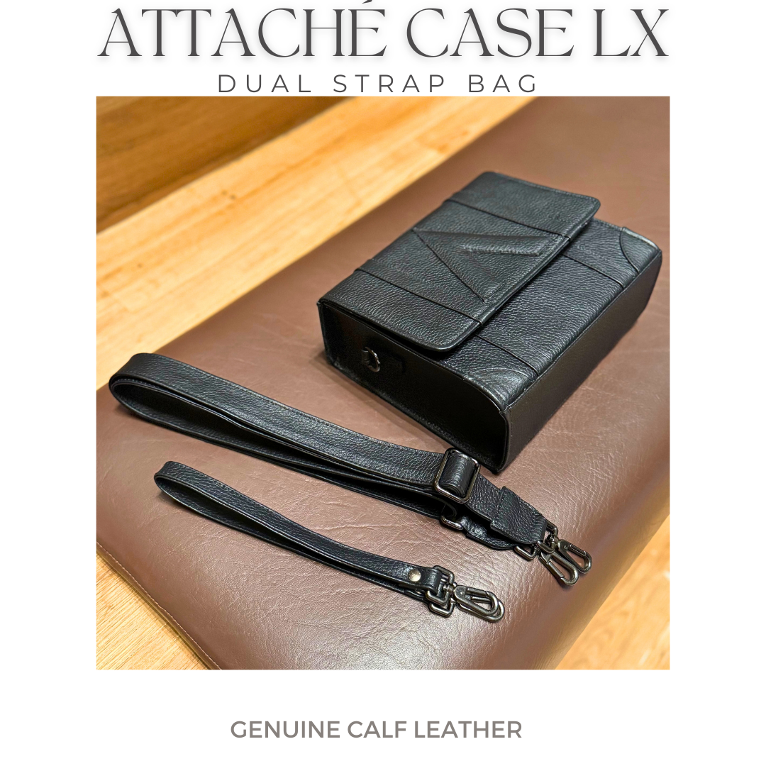 Attaché Case LX – Dual Strap Genuine Leather Bag in Black