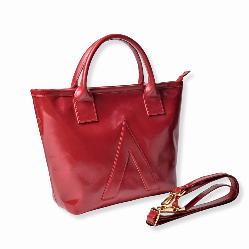 Crumpled Scarlet Limited Petite Tote Genuine Calf Leather