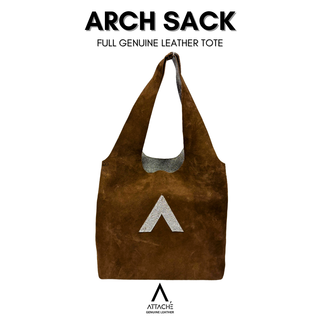 Arch Sack Genuine Leather Tote Bag in Repurposed Mocha Suede
