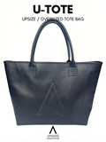 U-TOTE Full Grain Calf Leather Upsize Tote in Black