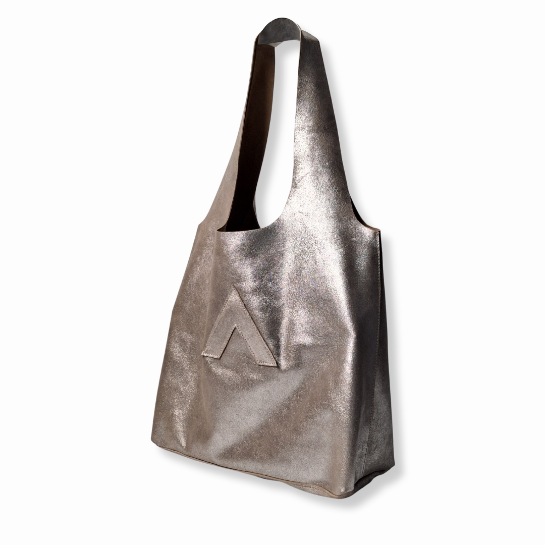 Arch Sack Genuine Leather Tote - Silver Glitter