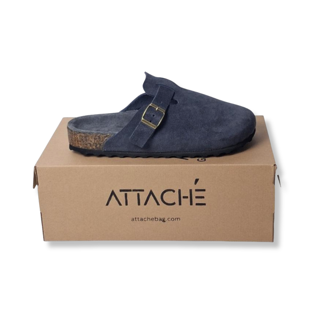 Clogs Midnight Gray Suede Leather