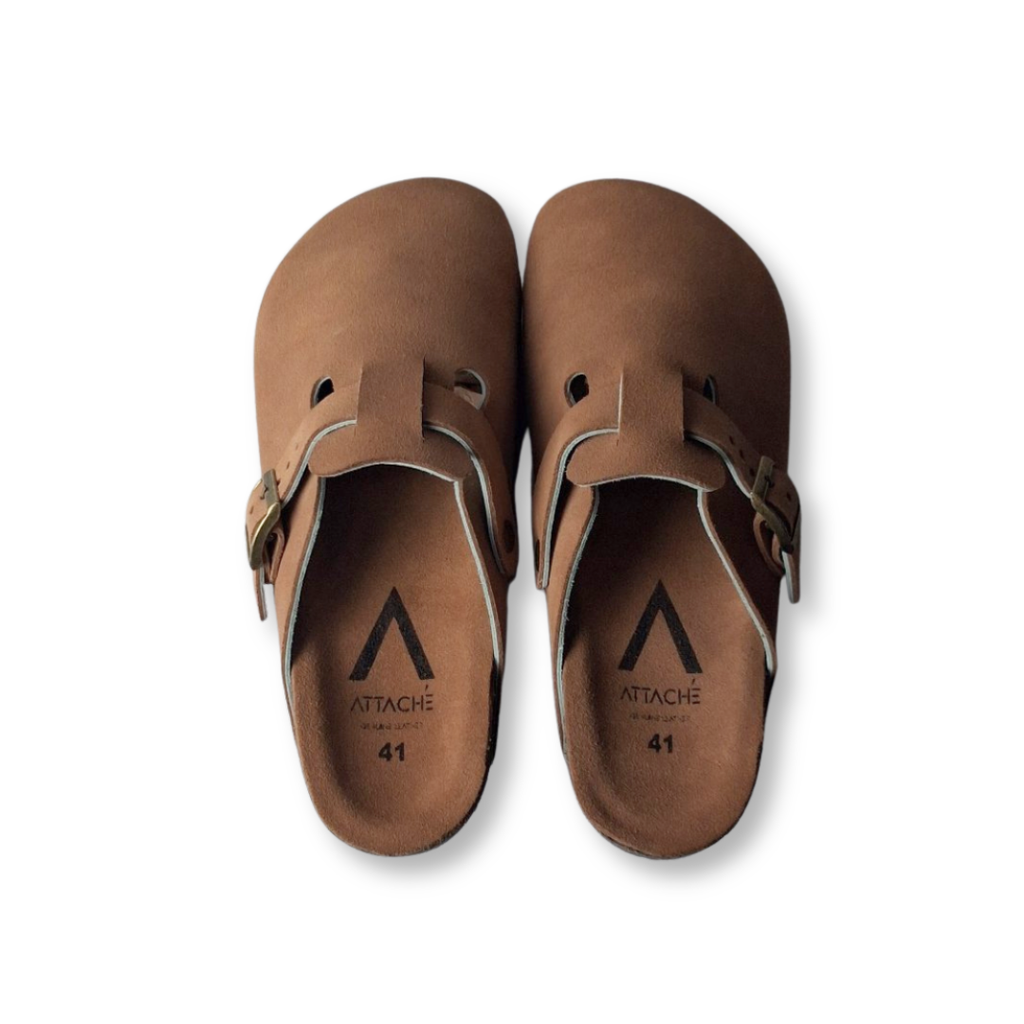 Clogs Tan Suede Leather
