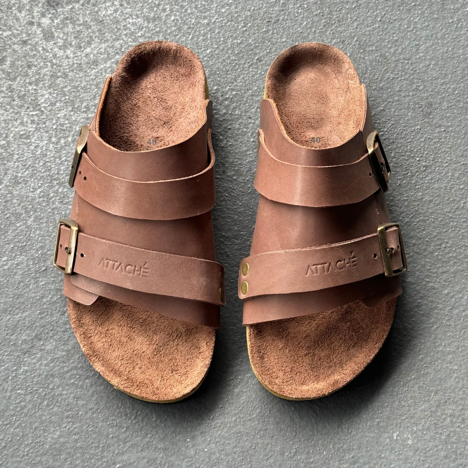 Size 45 - Limited Edition: Passeo Double Buckle "Mocha in Napa Leather"