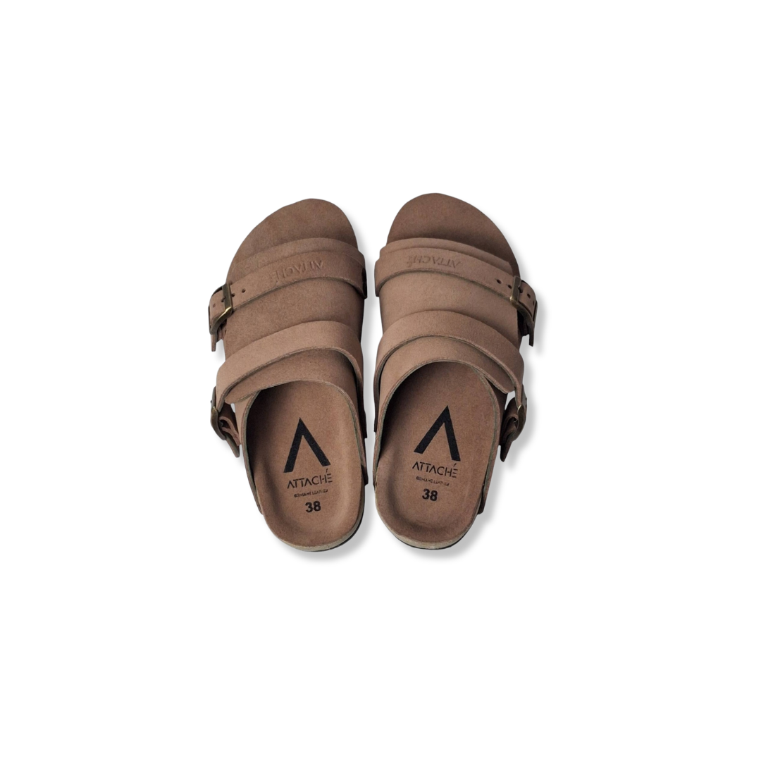 Size 38 - Double Buckle Mocha Suede Leather