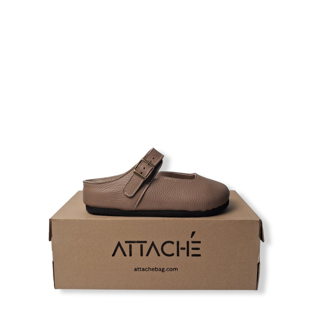 Merry Jane Clogs V1 Genuine Leather in Beige Full Grain