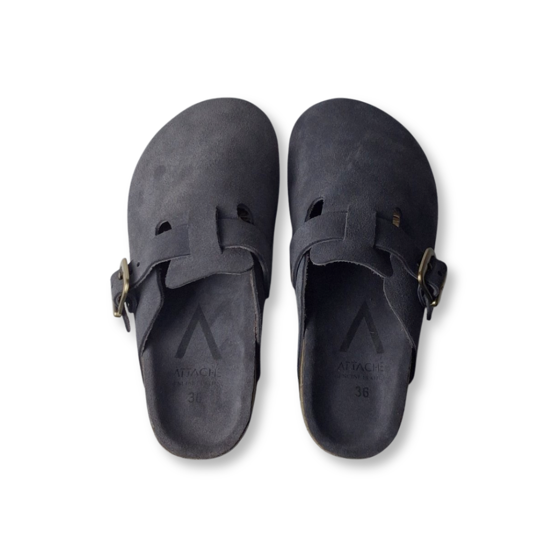 Size 35, 36, 44 - Clogs All Navy Gray Suede Leather