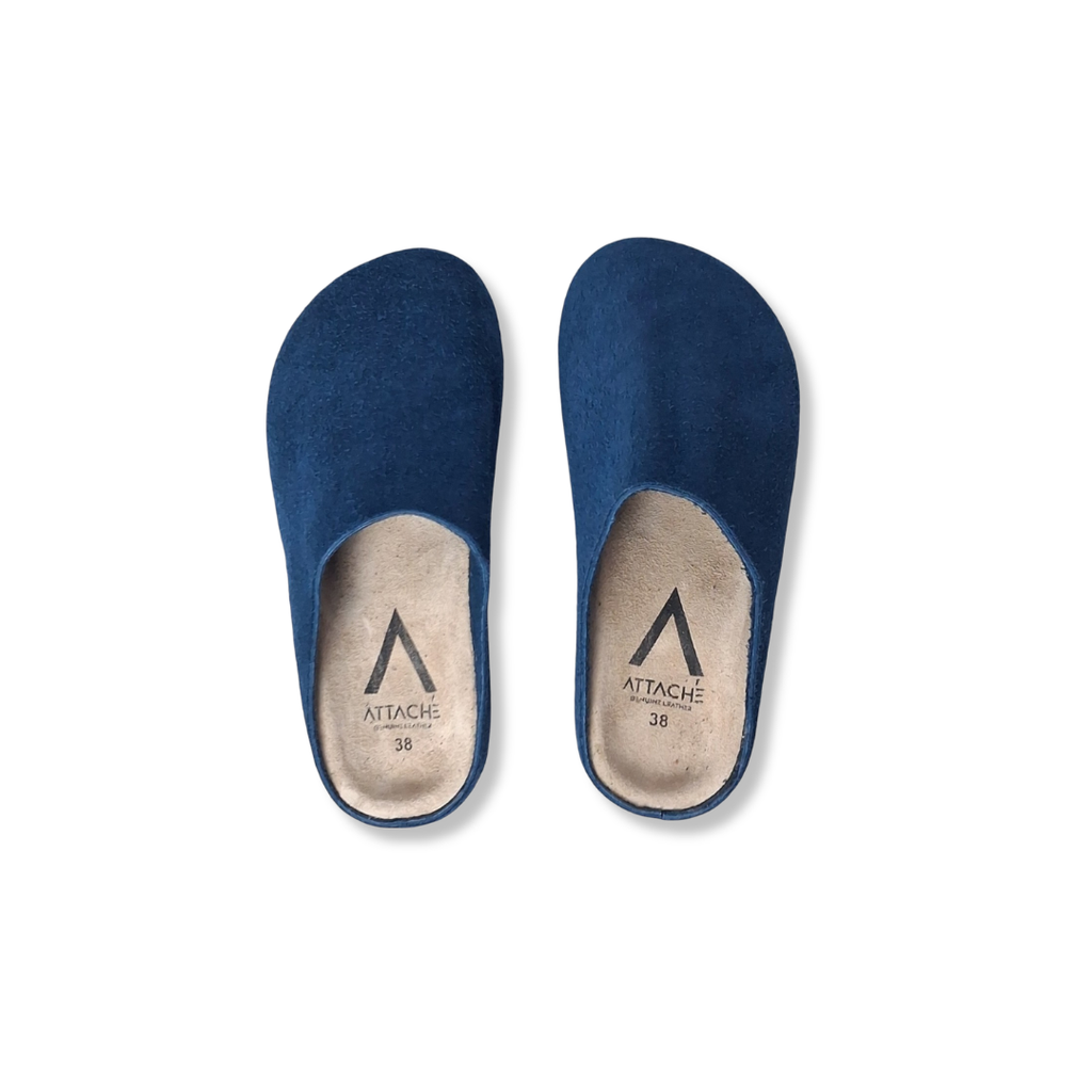 Mule Petrol Blue Suede Leather
