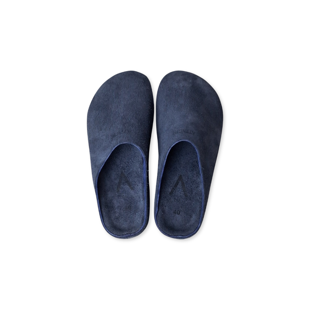 Mule Navy Gray Suede Leather