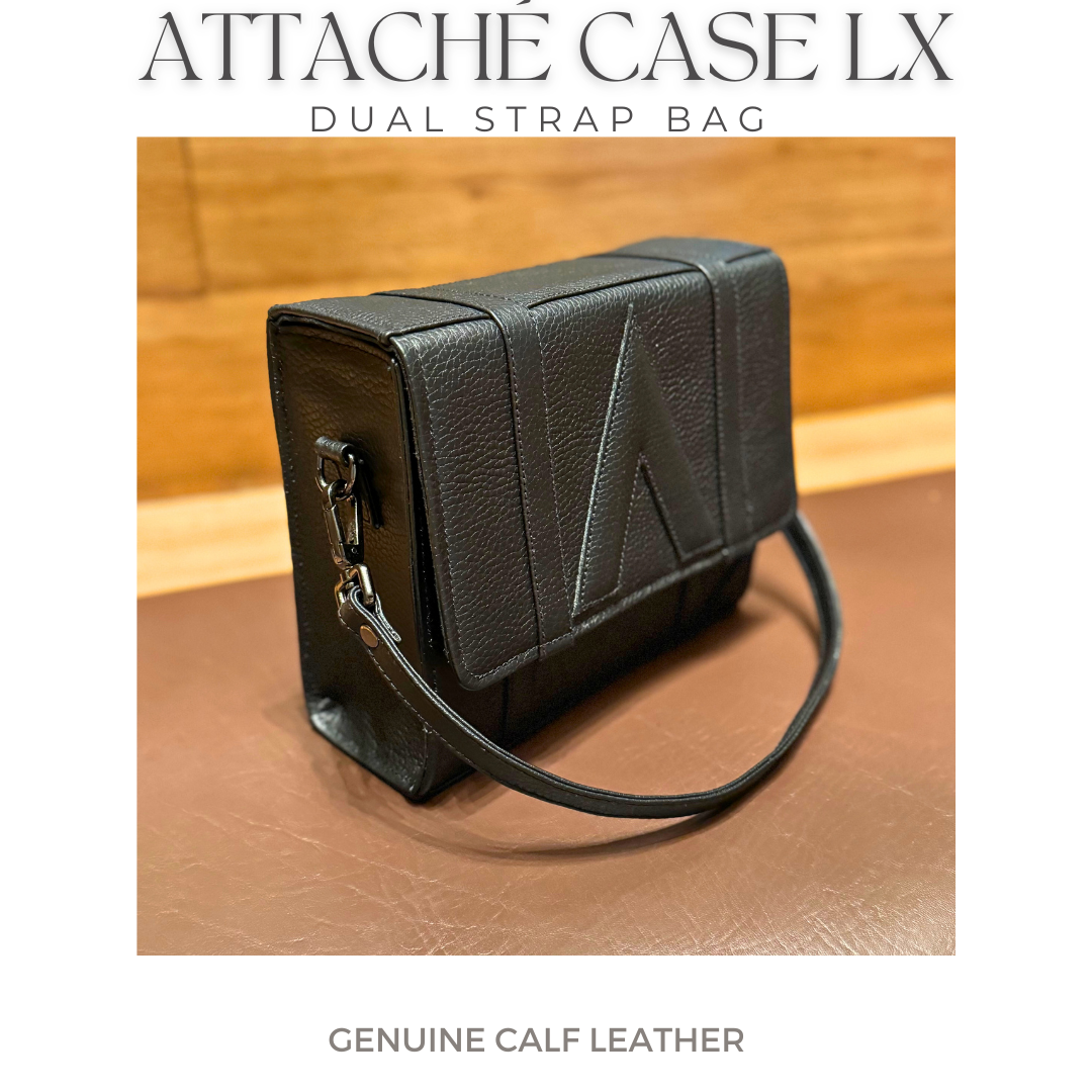 Attaché Case LX – Dual Strap Genuine Leather Bag in Black