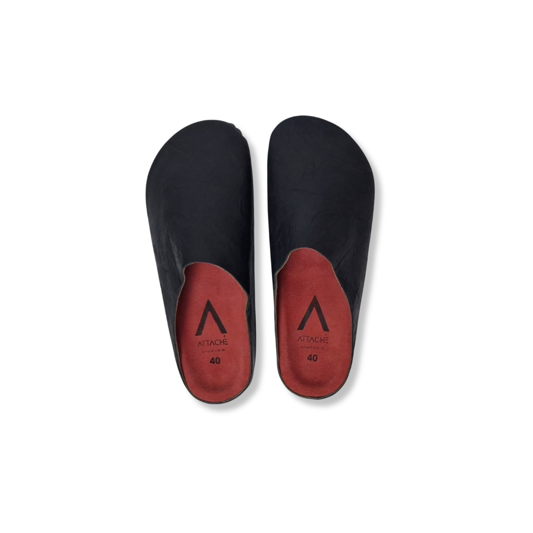 Size 40 - Mule Crumpled Black Red Leather
