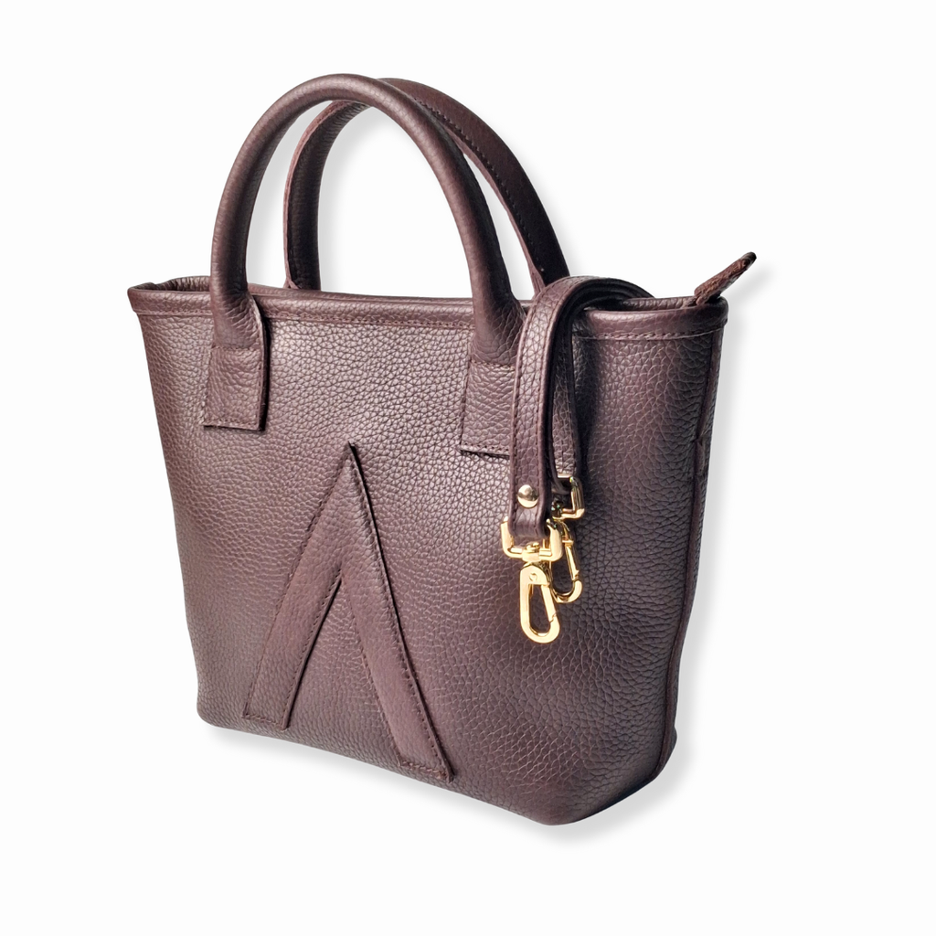 Cognac Brown Petite Tote Genuine Calf Leather