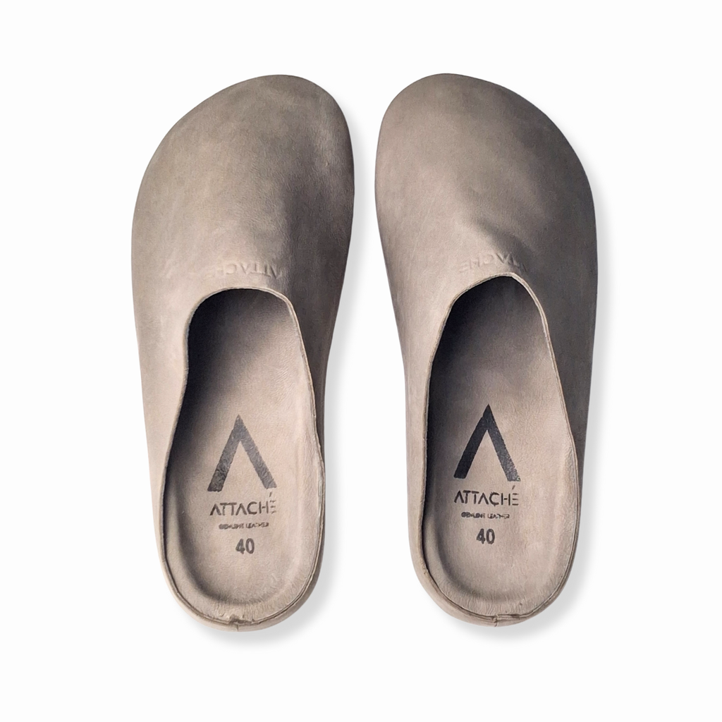 Gray MULE Genuine Goat Leather