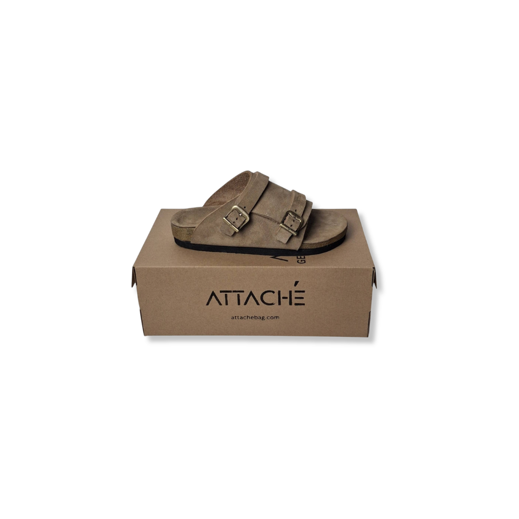 Size 40 - Double Buckle Hazelnut Suede Leather