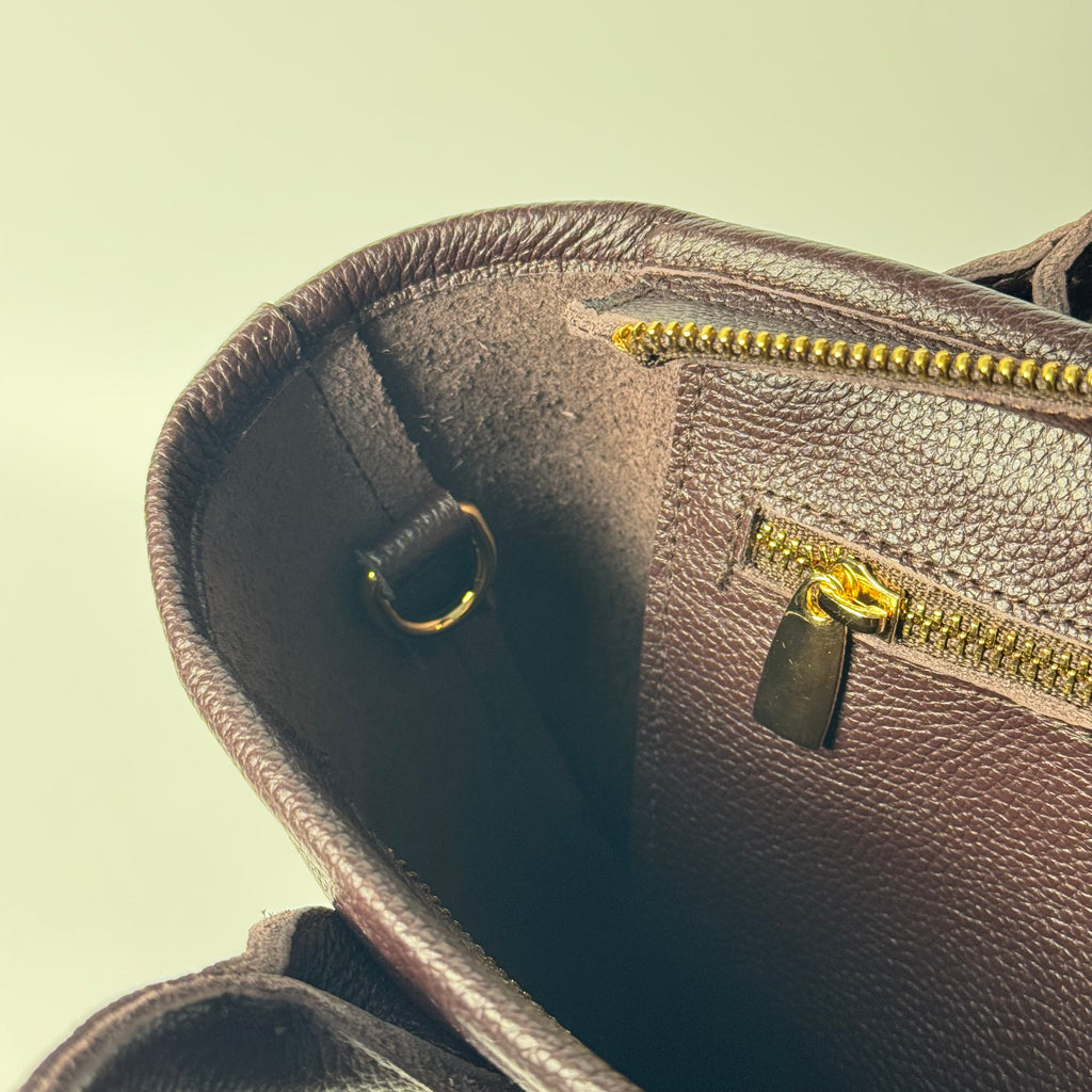 P-TOTE Full Grain Calf Leather (Petite Tote) in Cognac Brown