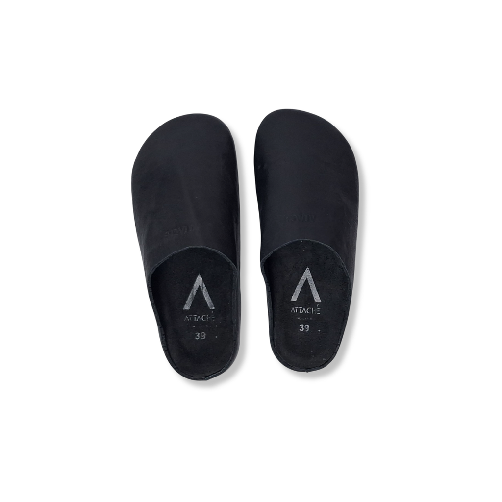 Size 39 - Mule Crumpled Black Leather
