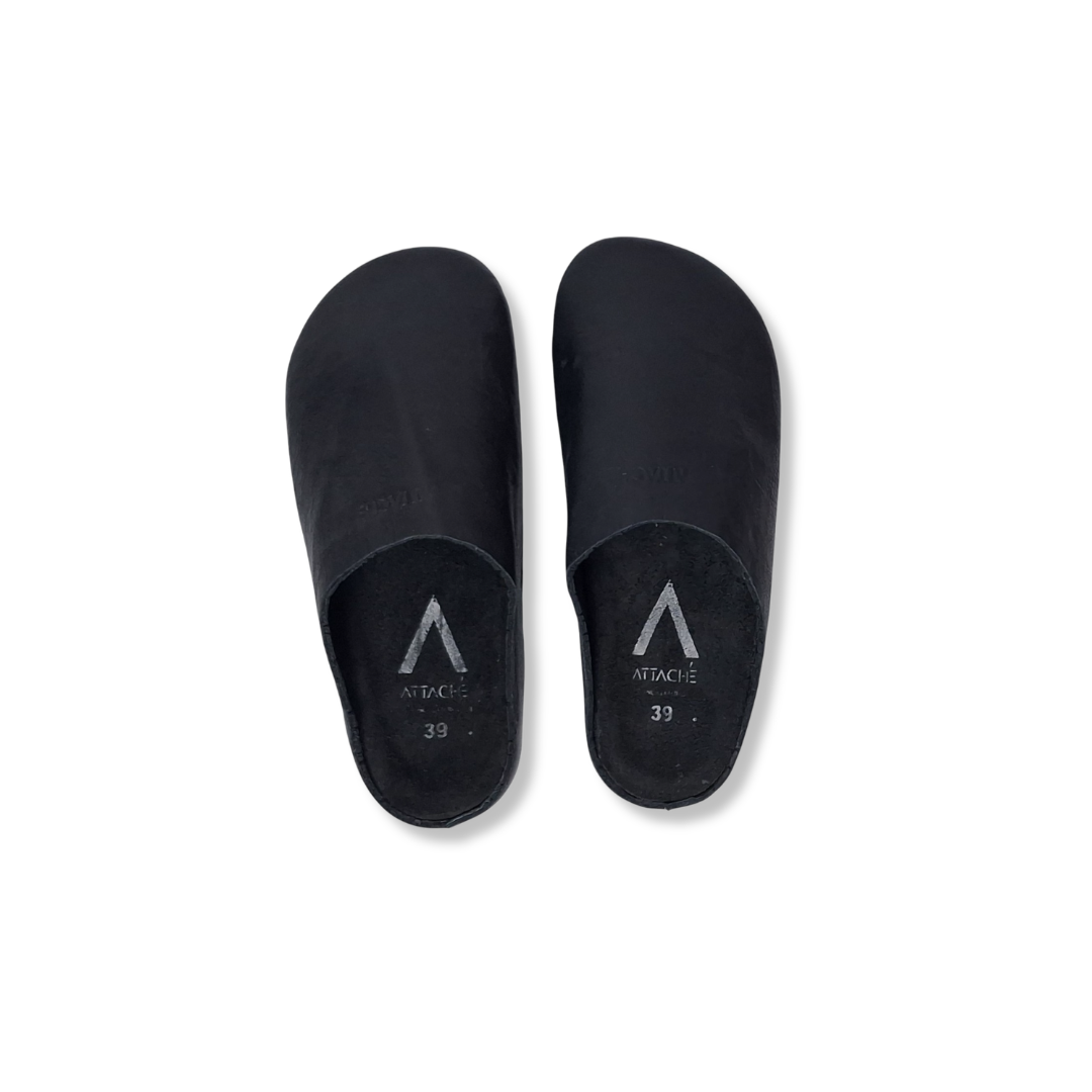 Size 39 - Mule Crumpled Black Leather