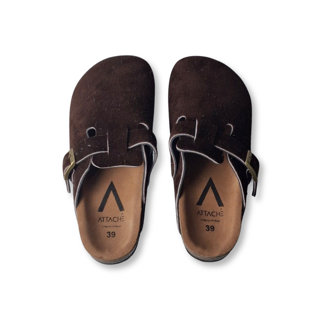 Size 37, 38, 39 - Clogs Choco Suede Leather