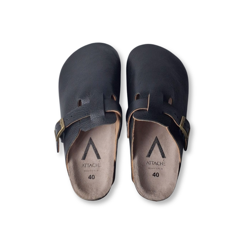 Clogs Black Grain Leather