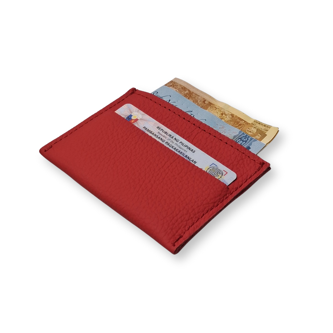 Slimslip Genuine Leather Card and Bill Holder in Red