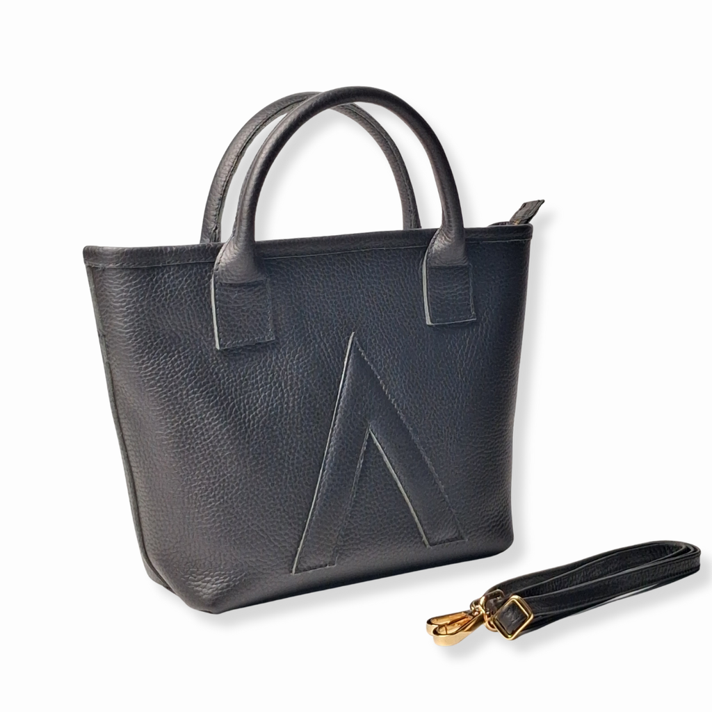 Black Petite Tote Genuine Calf Leather