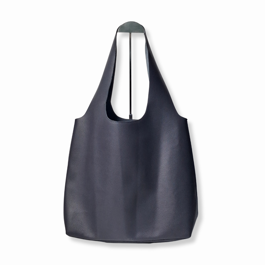 Arch Sack Genuine Leather Tote - Navy