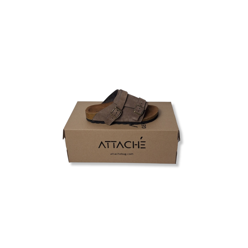 Size 35 - Double Buckle Mocha Suede Leather