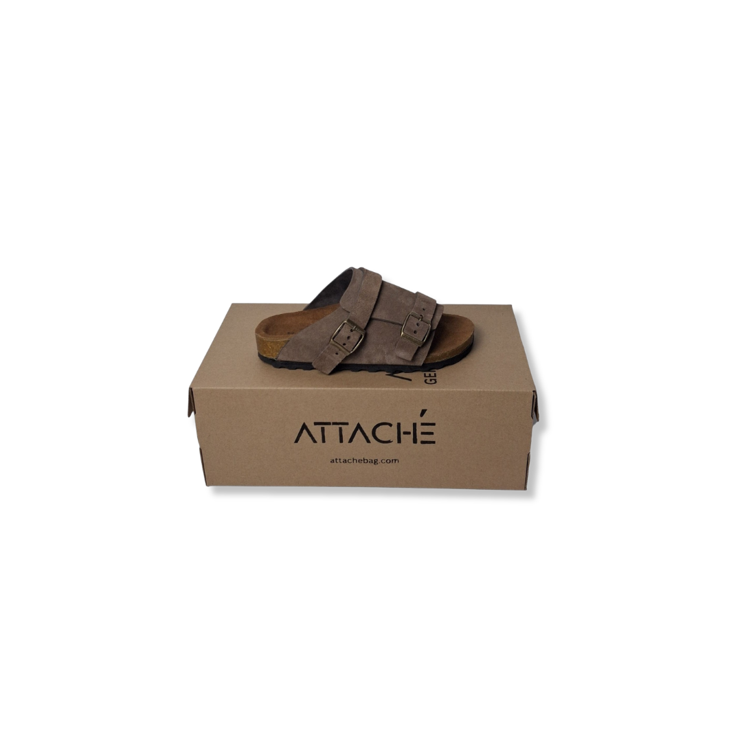 Size 35 - Double Buckle Mocha Suede Leather