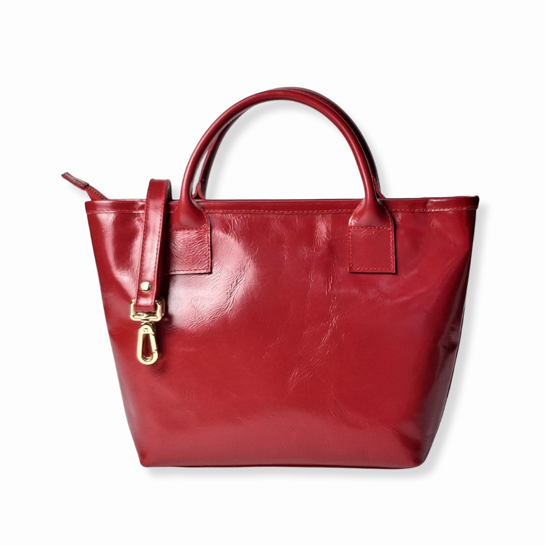 Crumpled Scarlet Limited Petite Tote Genuine Calf Leather