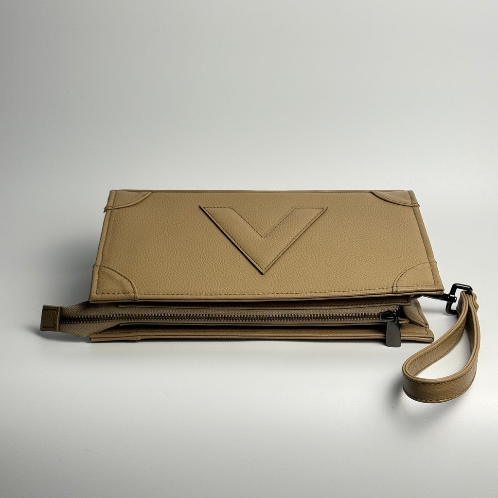 Attaché Clutch+ - Genuine Leather Clutch with Strap “Beige”