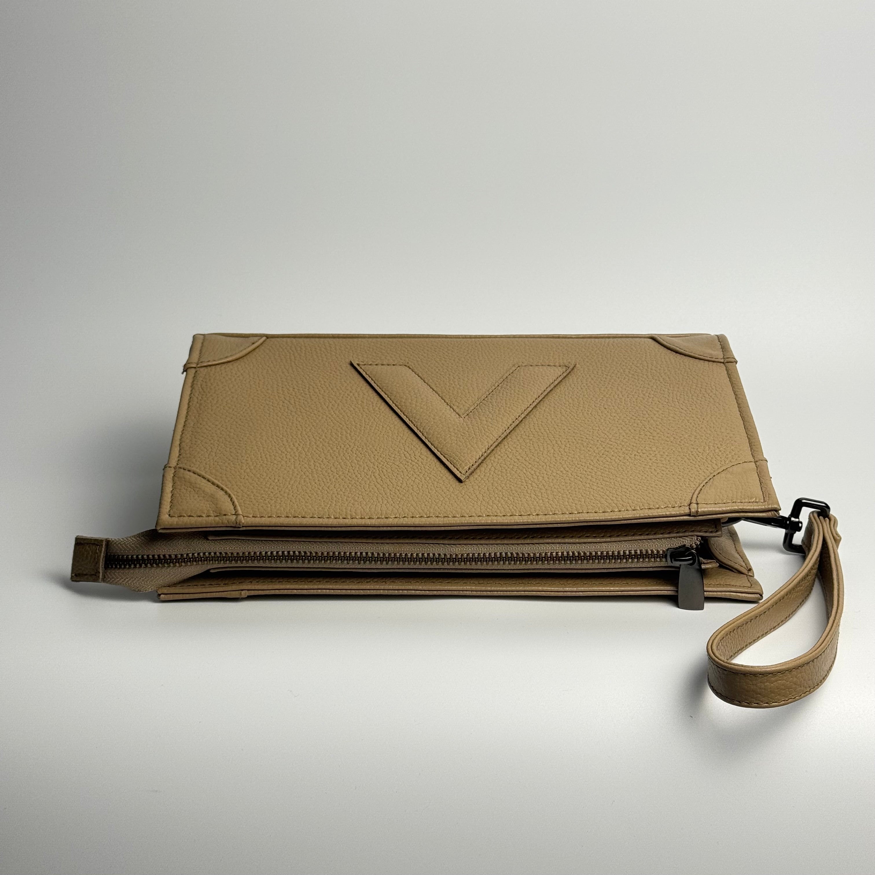 Attaché Clutch+ - Genuine Leather Clutch with Strap “Beige”