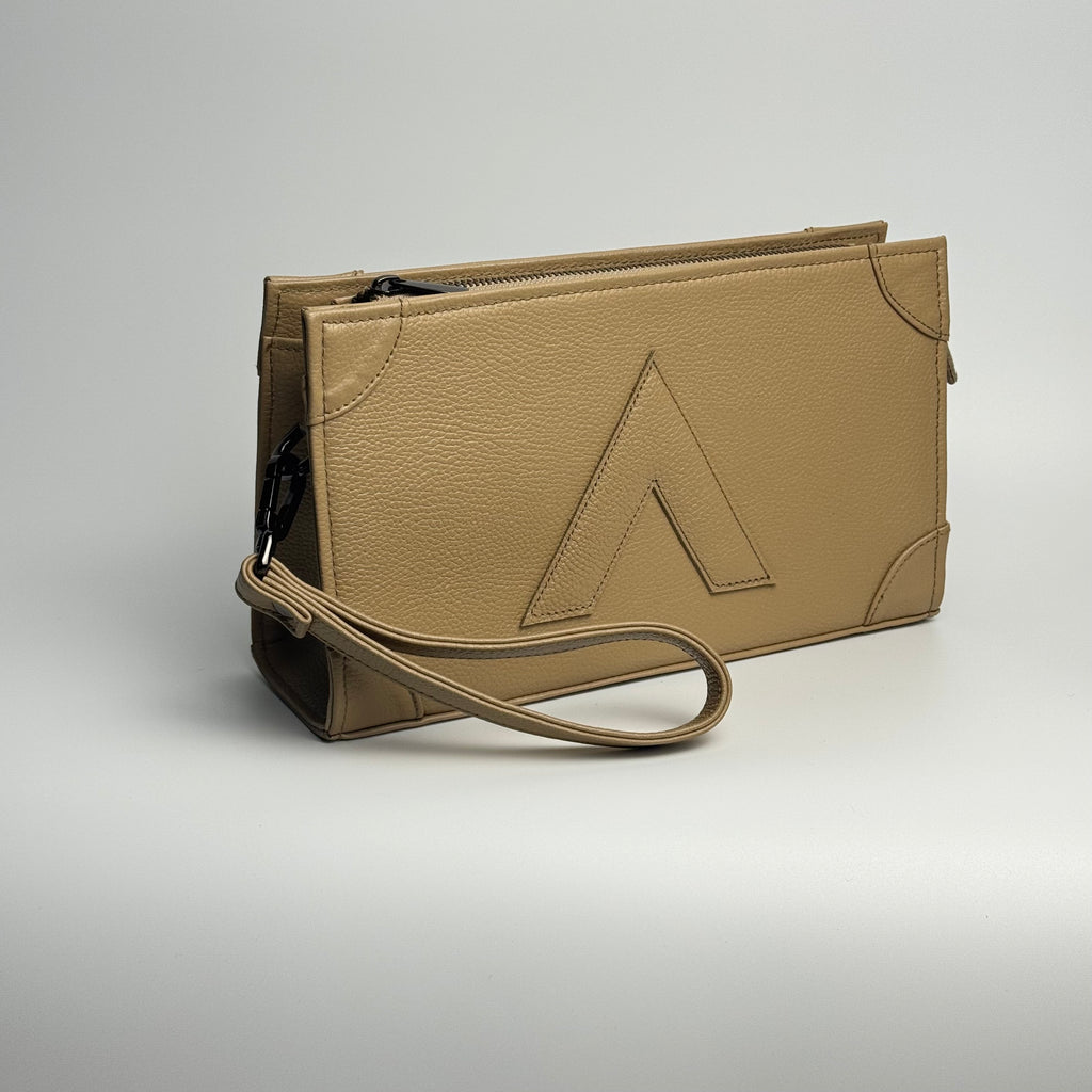 Attaché Clutch+ - Genuine Leather Clutch with Strap “Beige”
