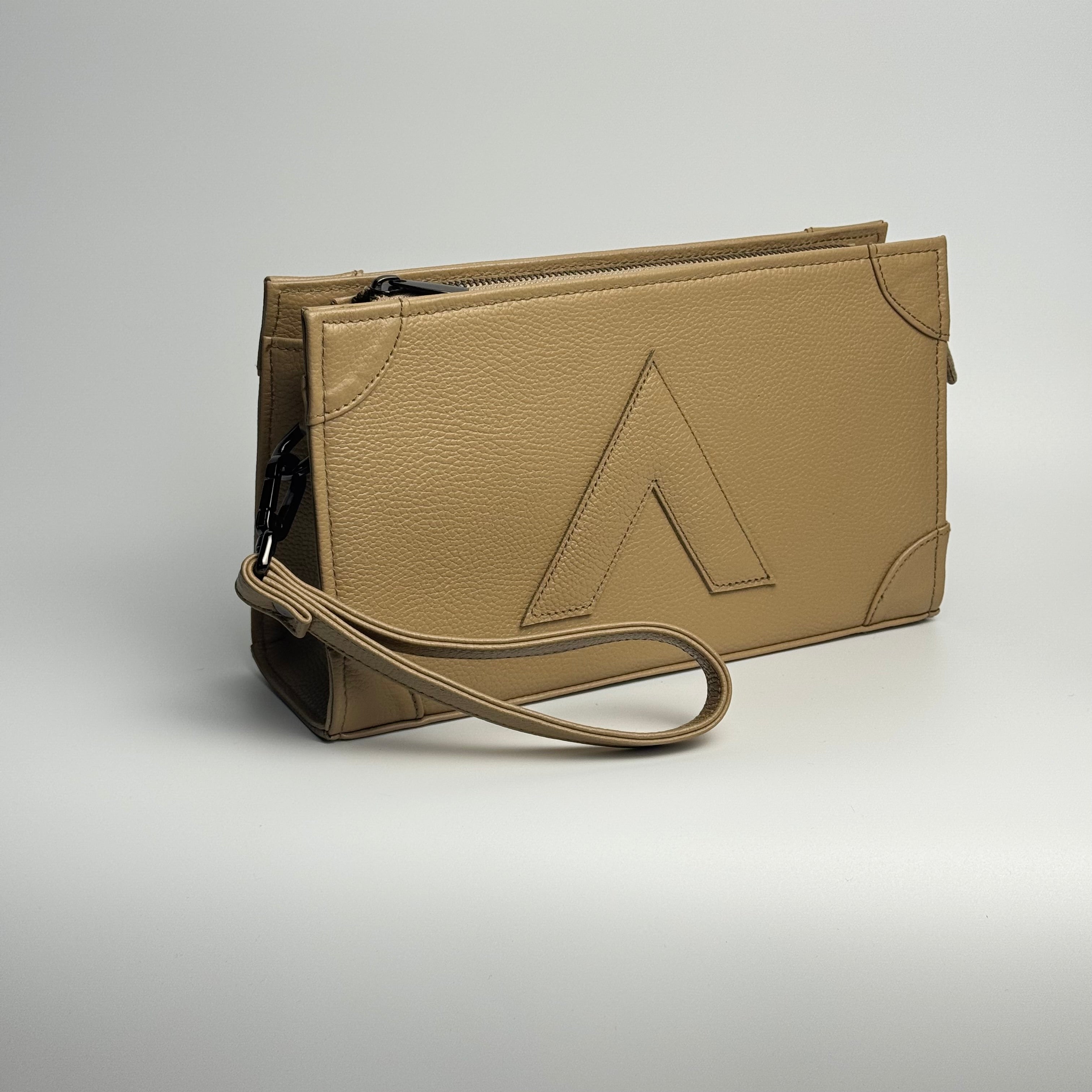 Attaché Clutch+ - Genuine Leather Clutch with Strap “Beige”