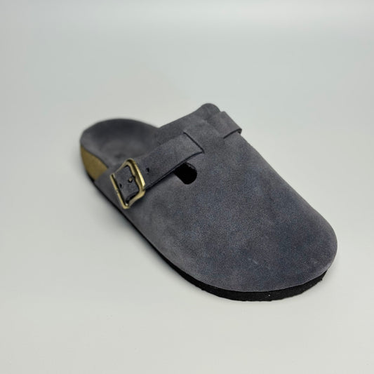 Clogs Premium Genuine Leather Slip-on “Navy Gray”