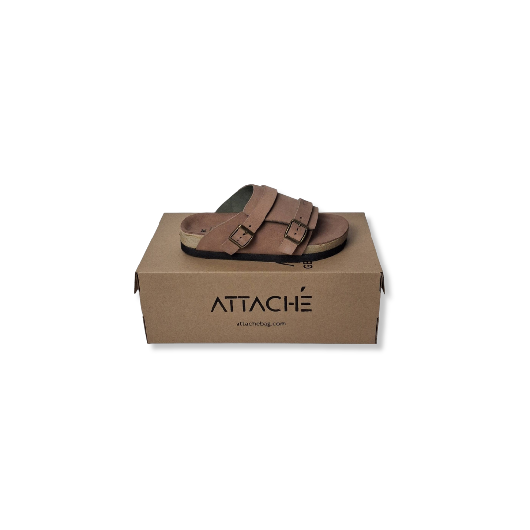 Size 38 - Double Buckle Mocha Suede Leather